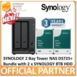 SYNOLOGY 2-Bay Diskstation DS725+ Bundle with SYNOLOGY HAT3300 HDD 2 x 8TB